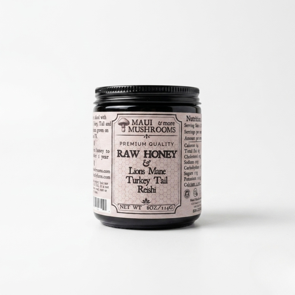 8 OZ Mushroom Infused Honey with Lions Mane, Reishi and Turkey Tail