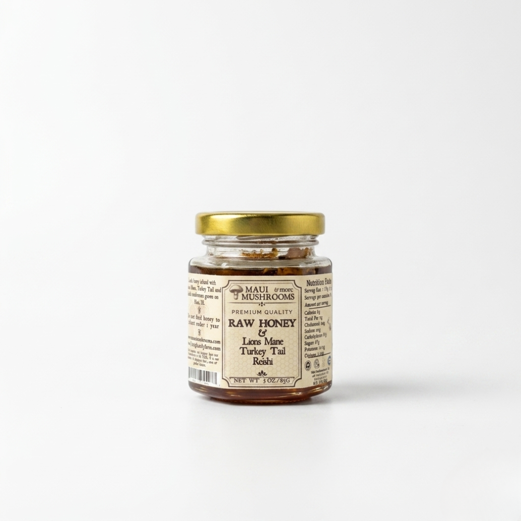 Mushroom Infused Honey – Lion’s Mane, Reishi, Turkey Tail (3 oz)