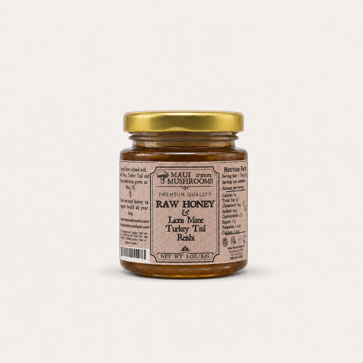 Mushroom Infused Honey – Lion’s Mane, Reishi, Turkey Tail (3 oz)