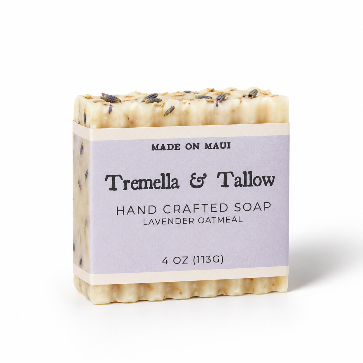 Front of Tremella & Tallow Lavender Oatmeal soap